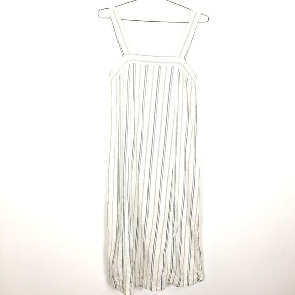 Madewell Dresses & Skirts - Madewell Women Linen-Cotton Princess-Seamed Midi Dress Sz M Stripe Boho Vacation